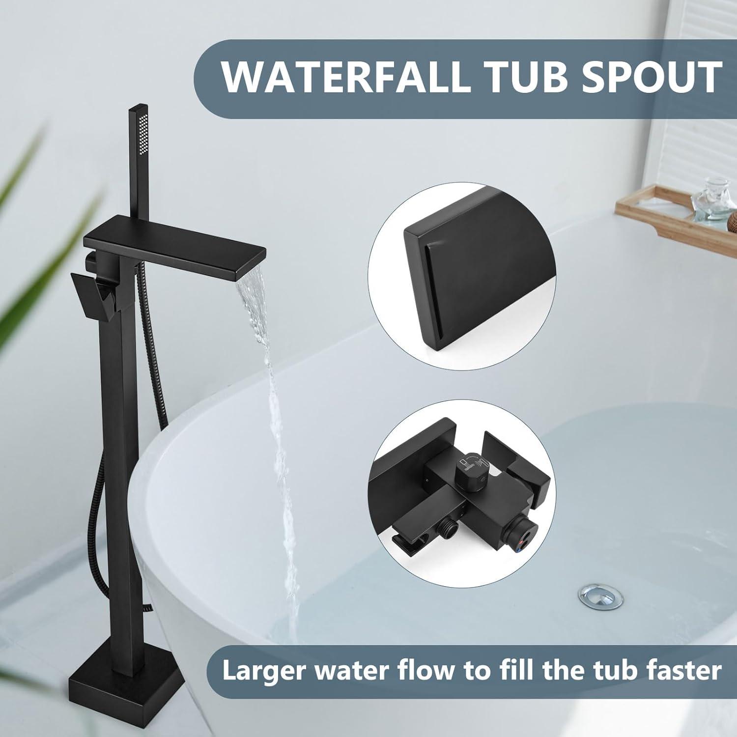 1 Handle Floor Clawfoot Tub Faucet with Diverter