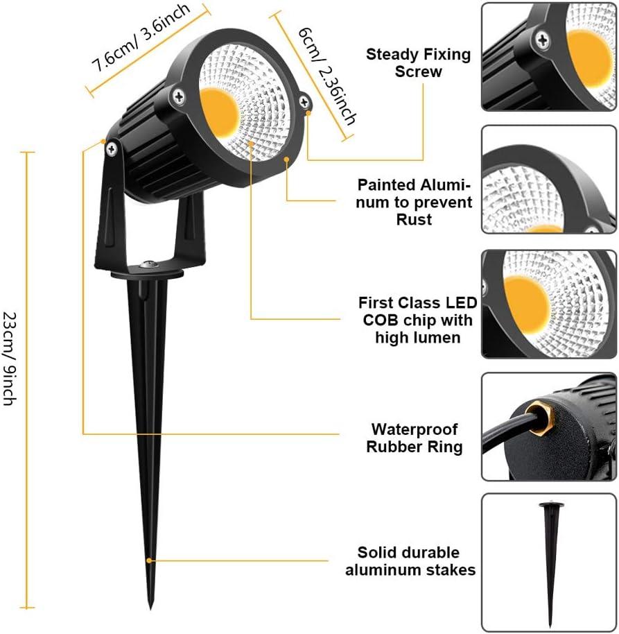 ZUCKEO Low Voltage Landscape Lights LED Landscape Lighting, 5W 12V Garden Pathway Lights Waterproof Warm White Walls Trees Flags Outdoor Landscape Spotlights with Stakes (8 Pack)