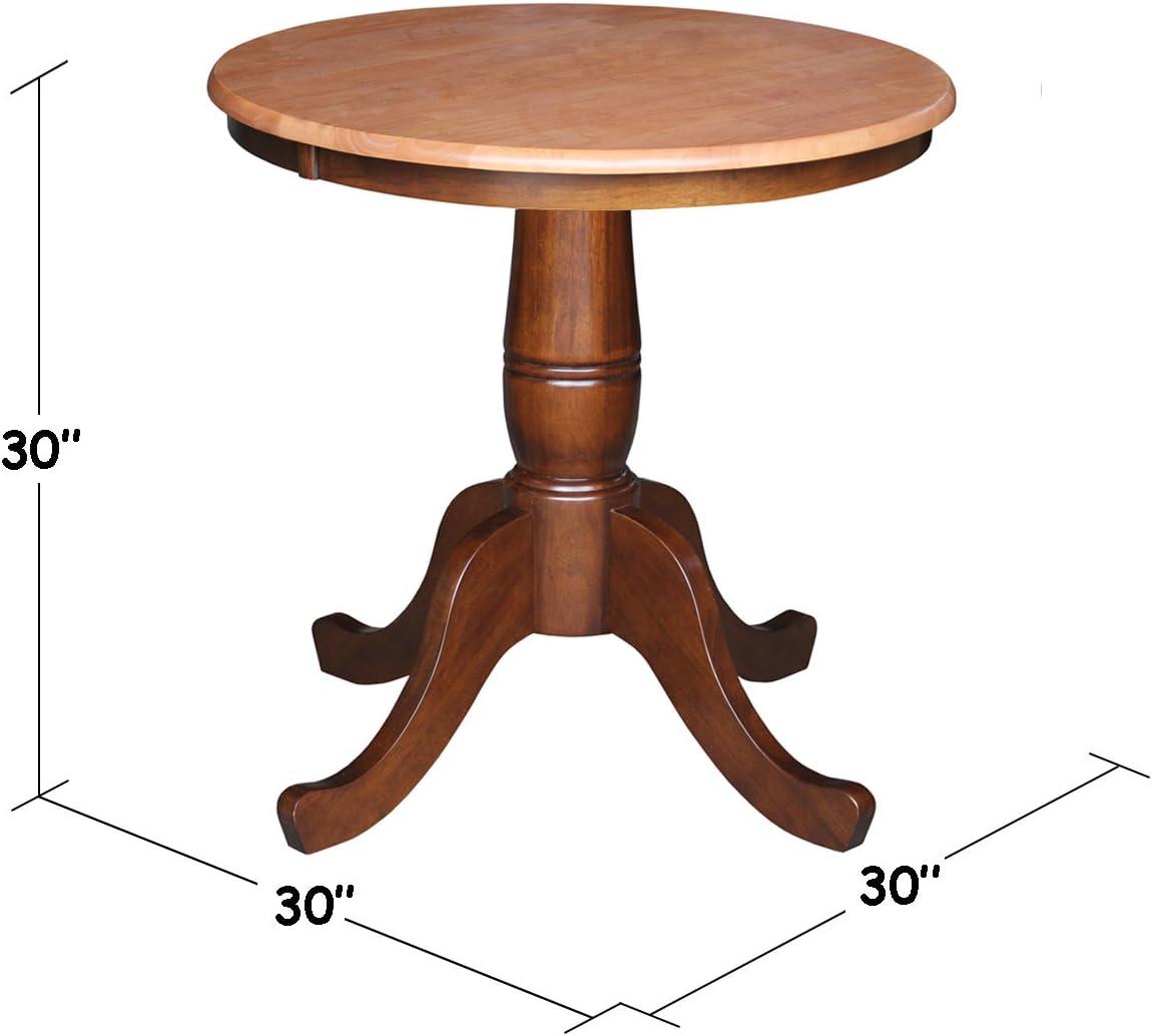 Cinnamon Espresso 30" Round Wood Farmhouse Dining Table