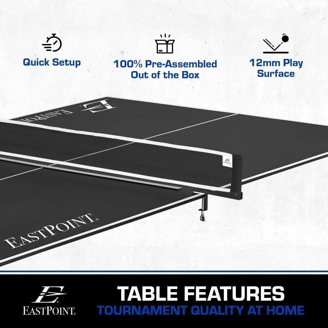 Black Foldable Alloy Steel Table Tennis Conversion Top with Net