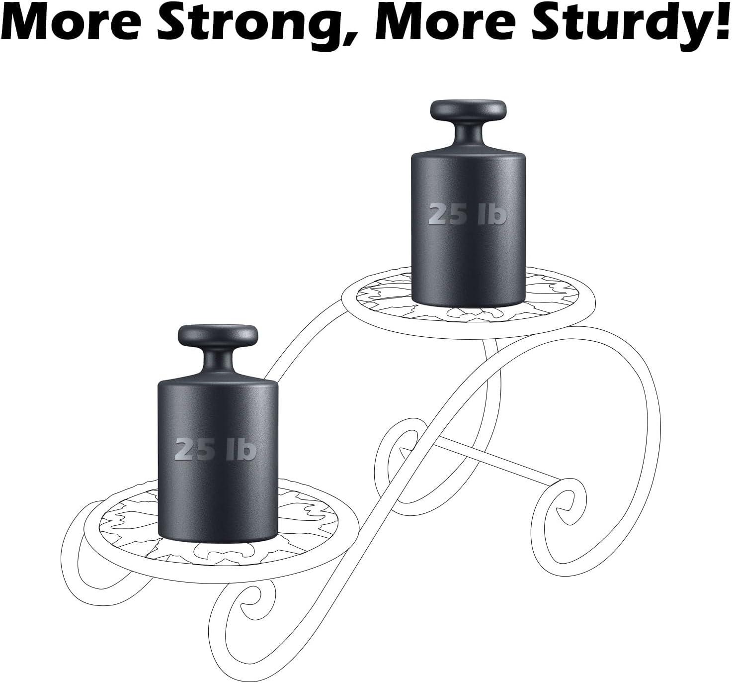 Heavy Plant Stand For 10" 16" Pot Indoor Outdoor Corner Adjustable Metal Duty Large (Black 1 Pack)