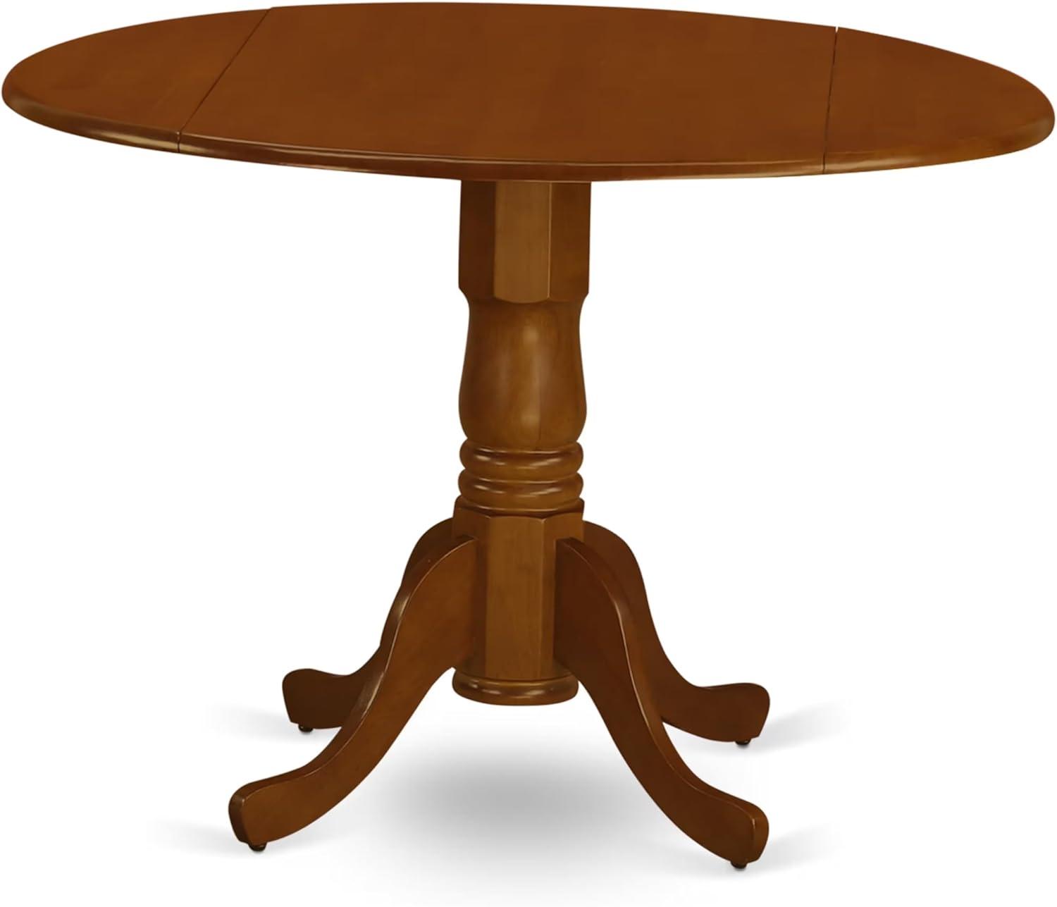 Saddle Brown 3-Piece Round Drop Leaf Dining Set