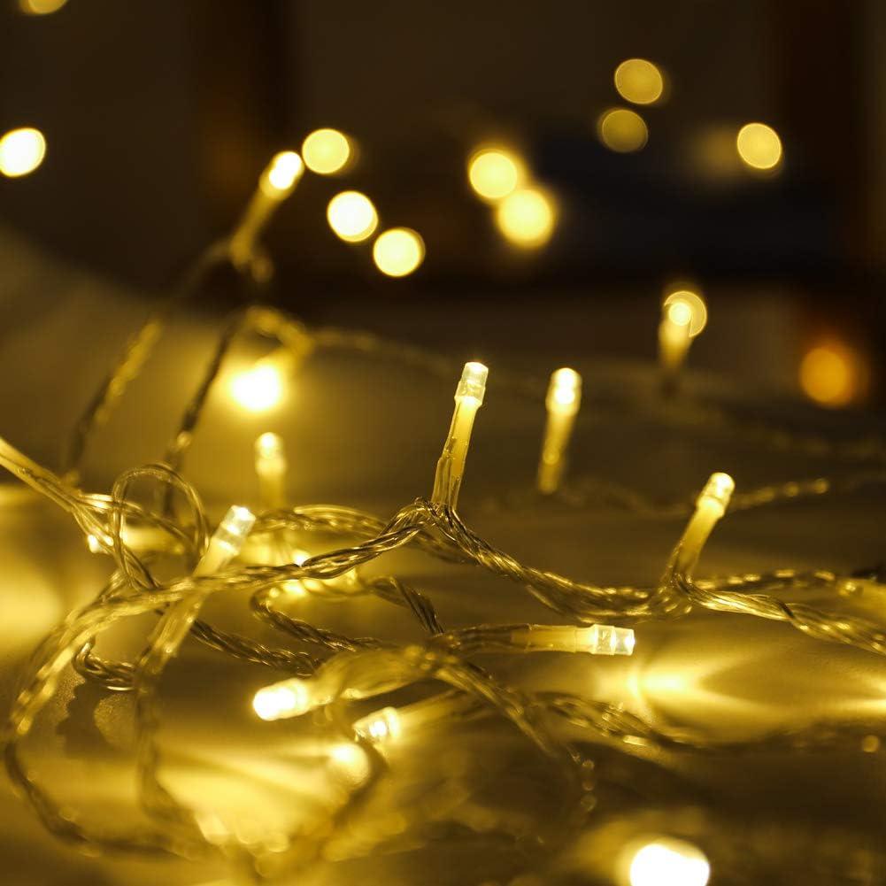 100 LED Christmas String Lights - 33ft Warm White Twinkle Fairy Lights Connectable, Waterproof 8 Modes, Memory Function UL Certified Multi-occasion Decoration