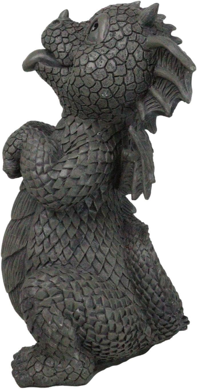 Whimsical Gray Resin Begging Garden Dragon Statue