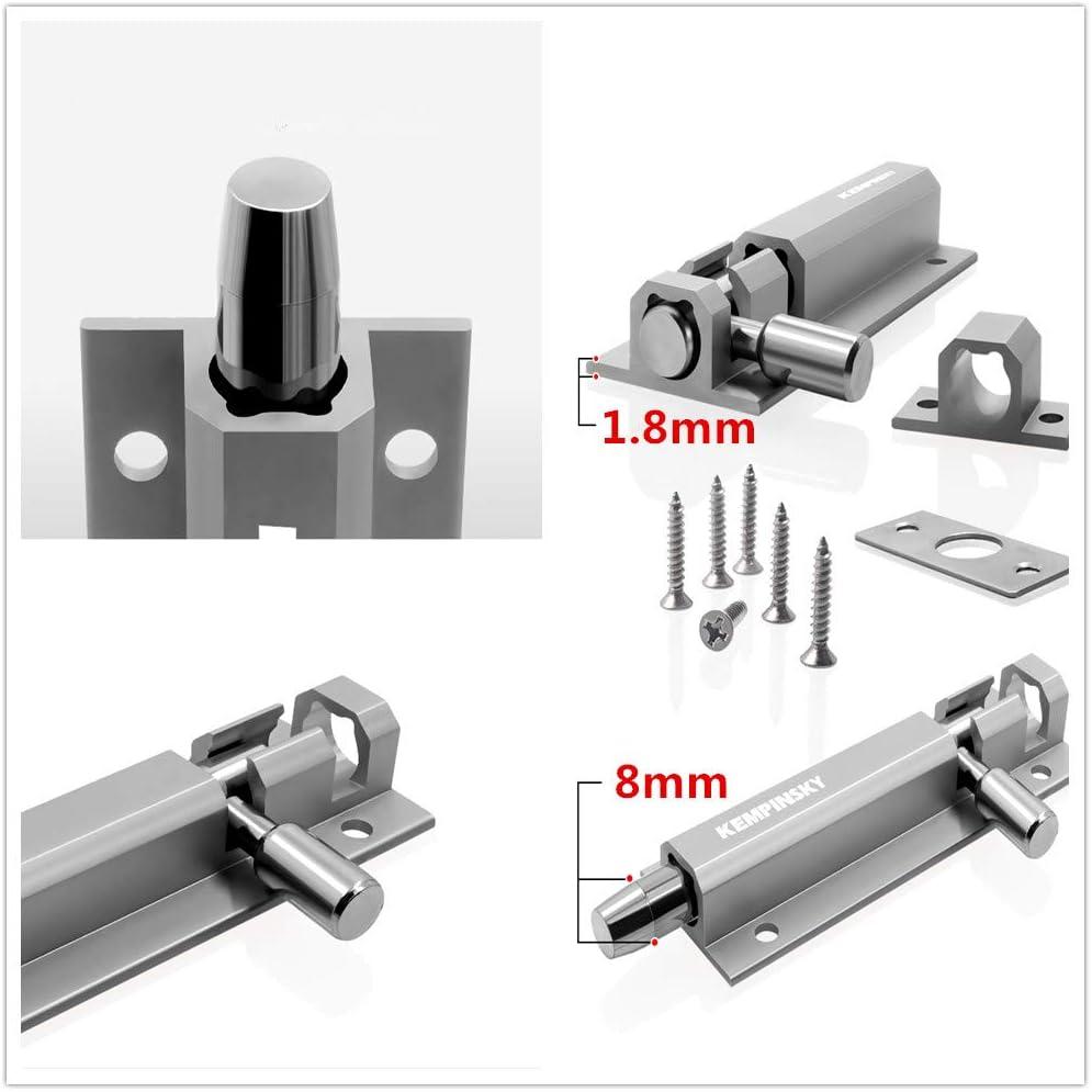 2PCS Door Security Slide Latch Lock Barrel Bolt with Solid Aluminium Alloy to Keep You Safe and Private, Door Latch Sliding Lock(2.95in)