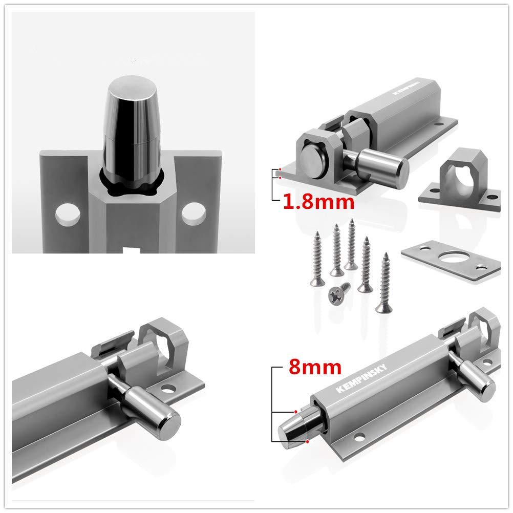 2PCS Door Security Slide Latch Lock Barrel Bolt with Solid Aluminium Alloy to Keep You Safe and Private, Door Latch Sliding Lock(2.95in)