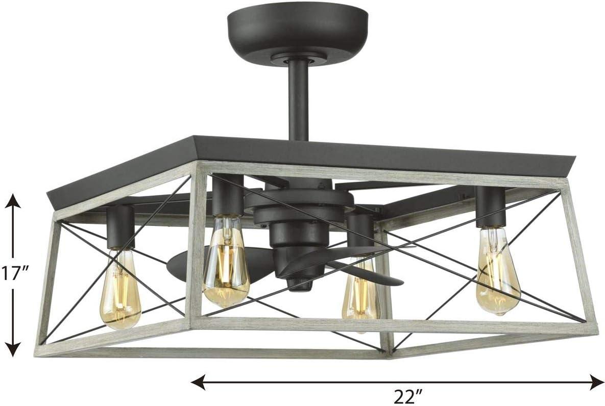 Graphite and White-Washed 22-Inch 3-Blade Farmhouse Ceiling Fan with Lighting