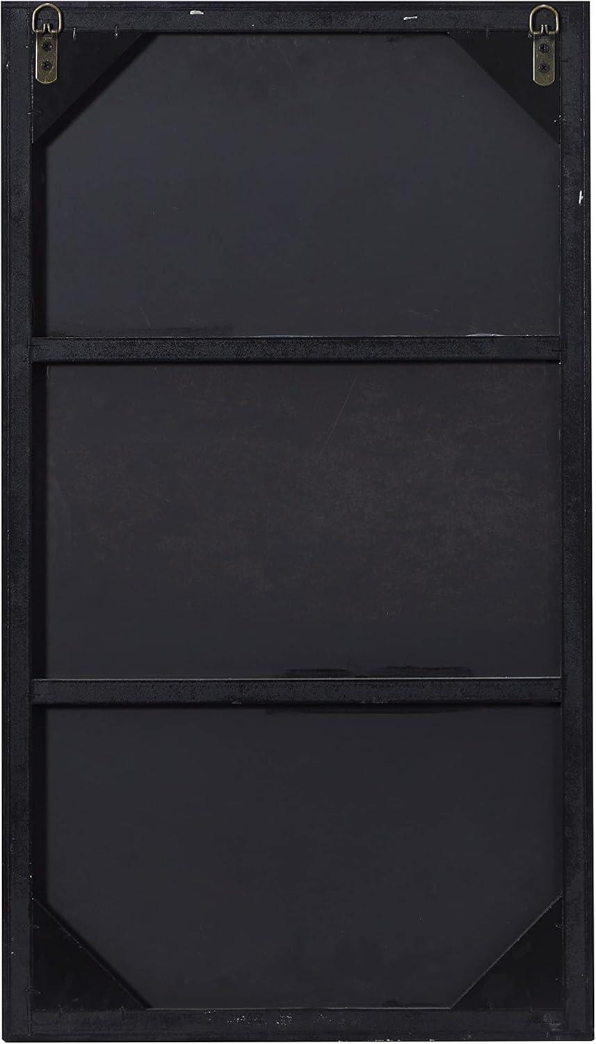 DecMode Contemporary Rectangular Black Wood Wall Mirror, 18"W x 32"H