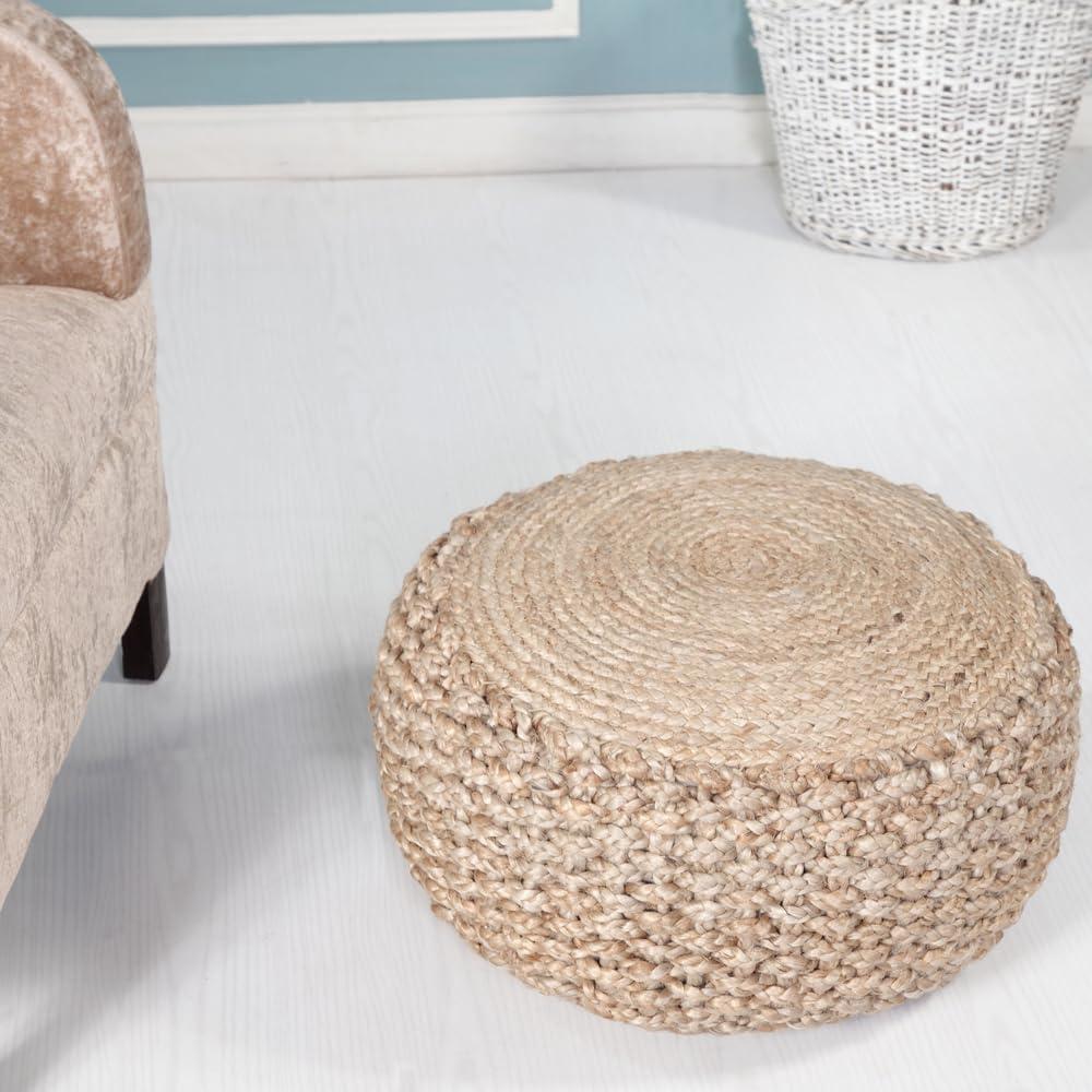 Highland Dunes Aarron Hand-Made Jute Braided Ottoman Pouf