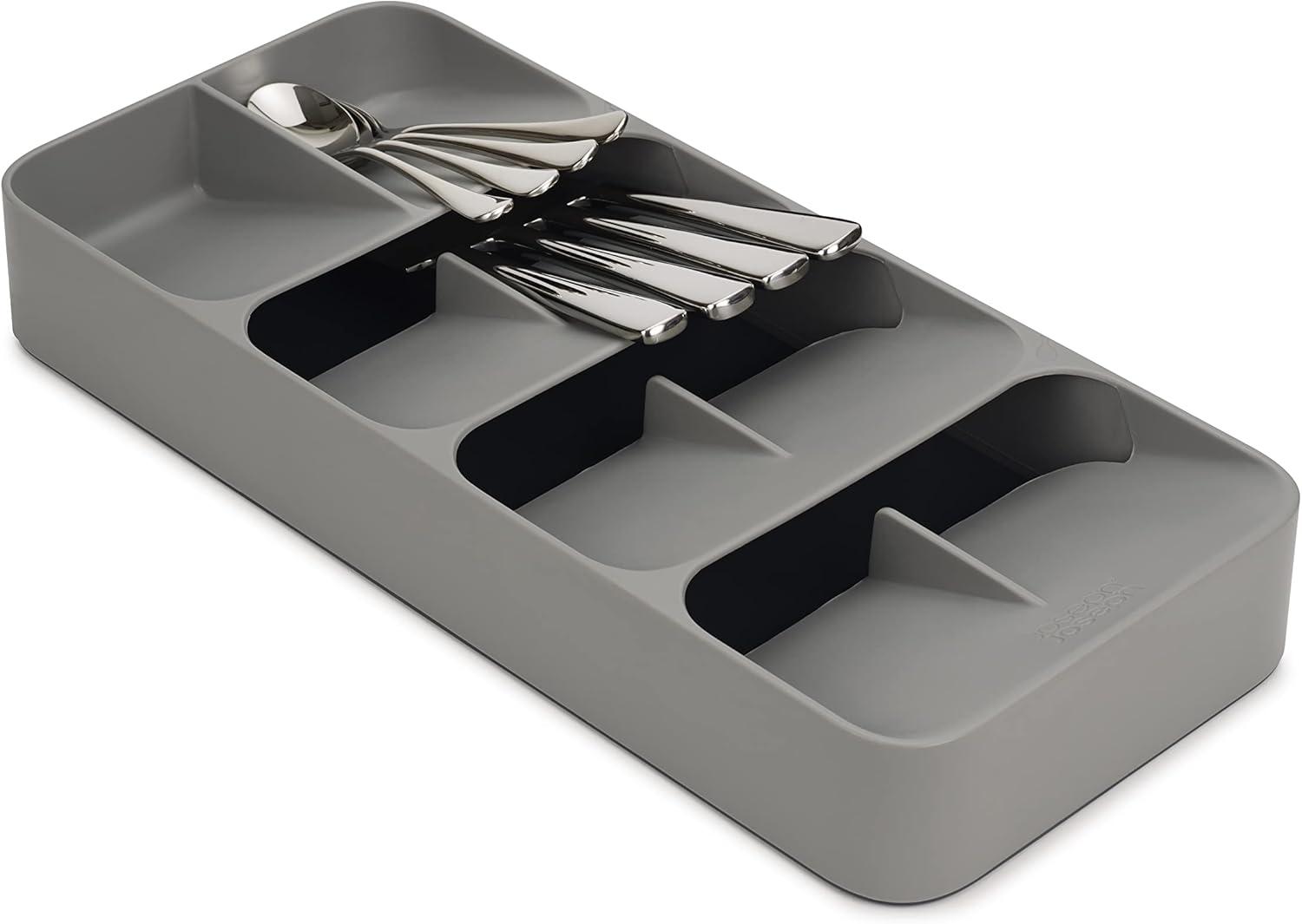 Gray Adjustable Plastic Compact Cutlery Organizer