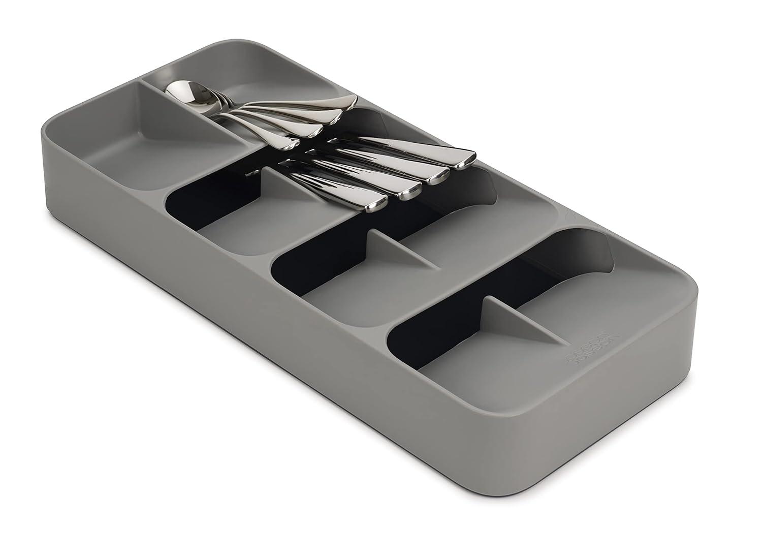 Joseph Joseph DrawerStore Large Compact Cutlery Organizer - Gray: Silverware Tray, In-Drawer Flatware Storage, Multiple Compartments