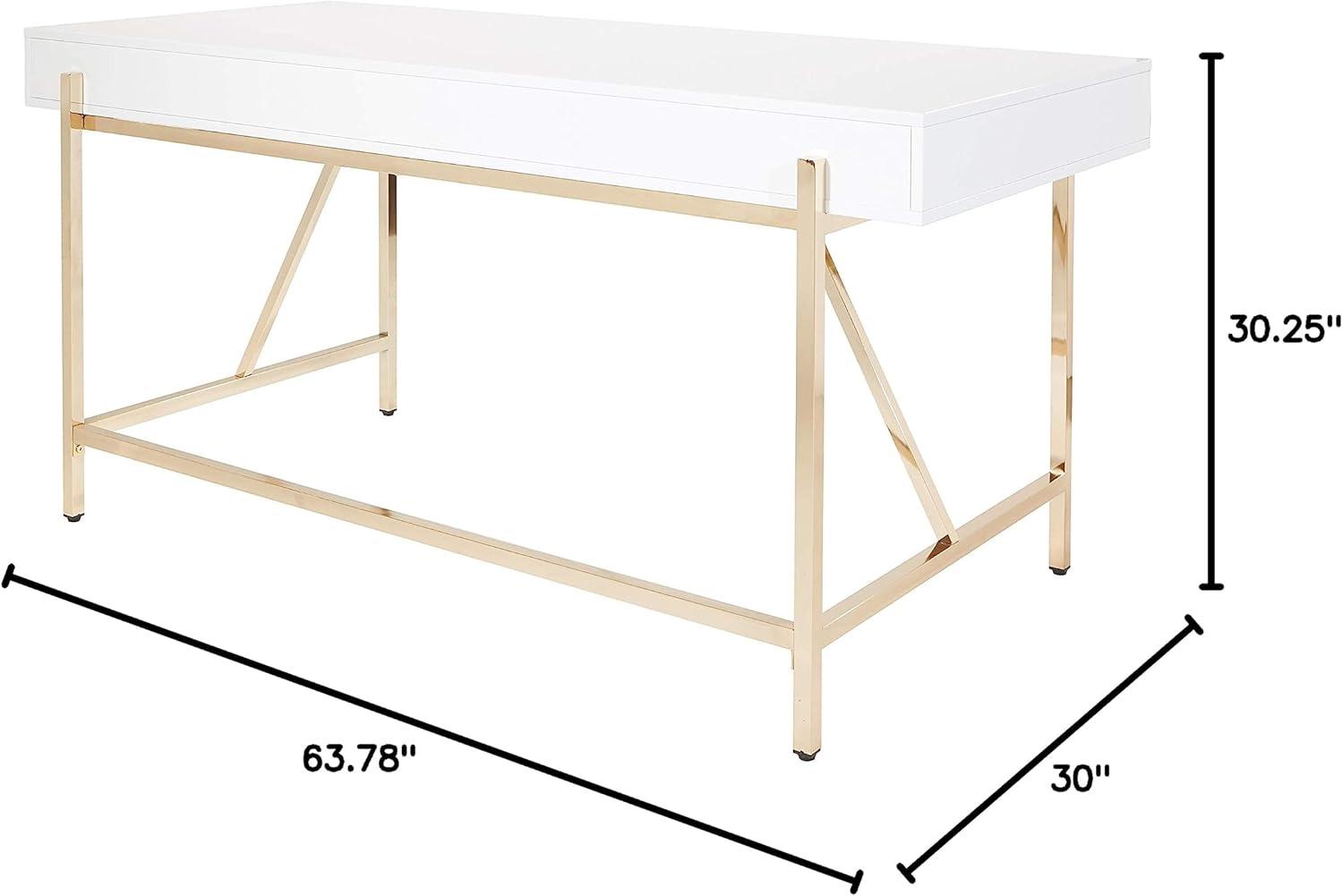 Broadway Desk with Black Gloss Finish and Gold Frame