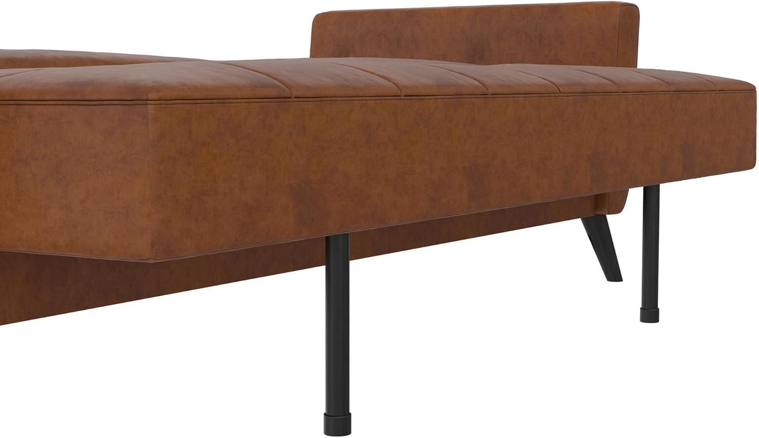 Dorel Home Products Parker Faux Leather Futon with Storage Camel