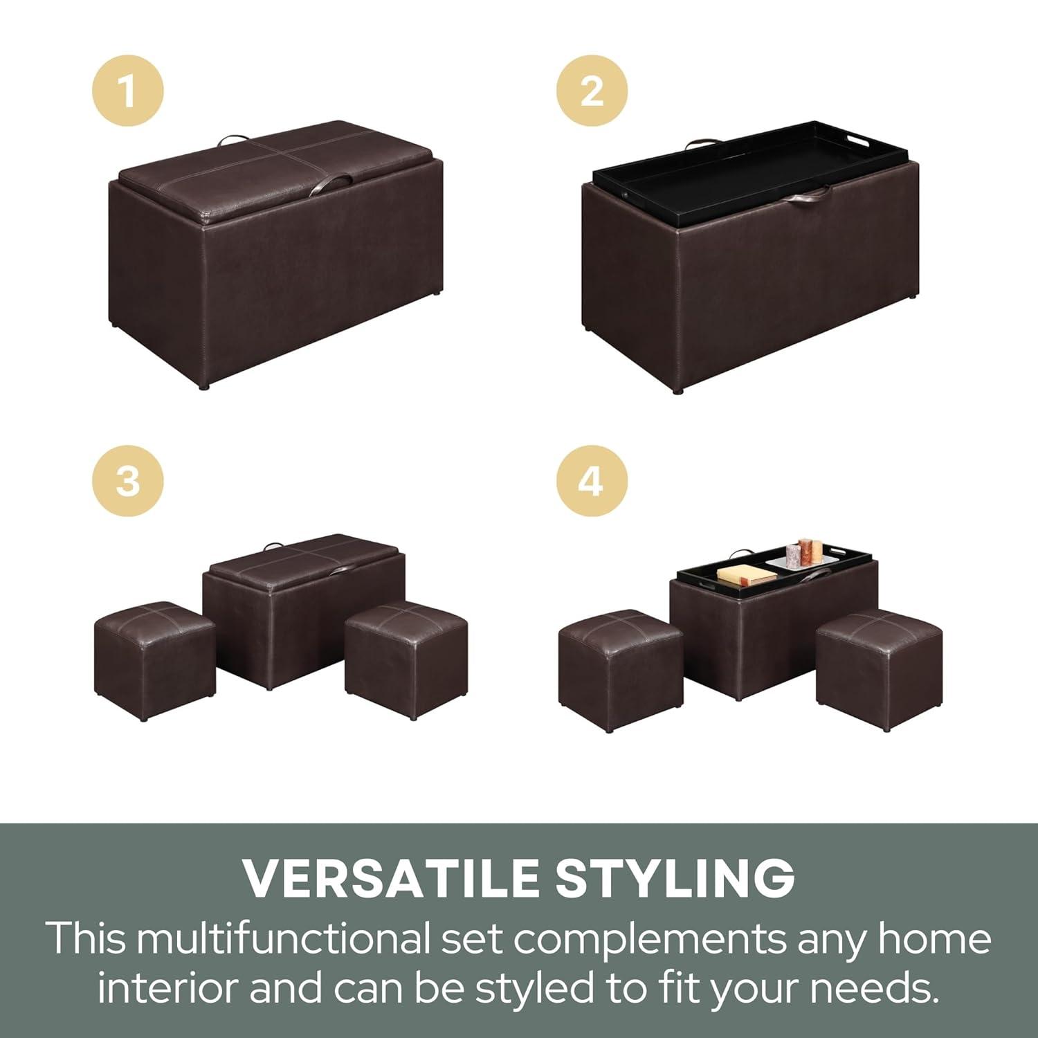 Convenience Concepts Sheridan 3 Piece Living Room Set with Storage, Espresso