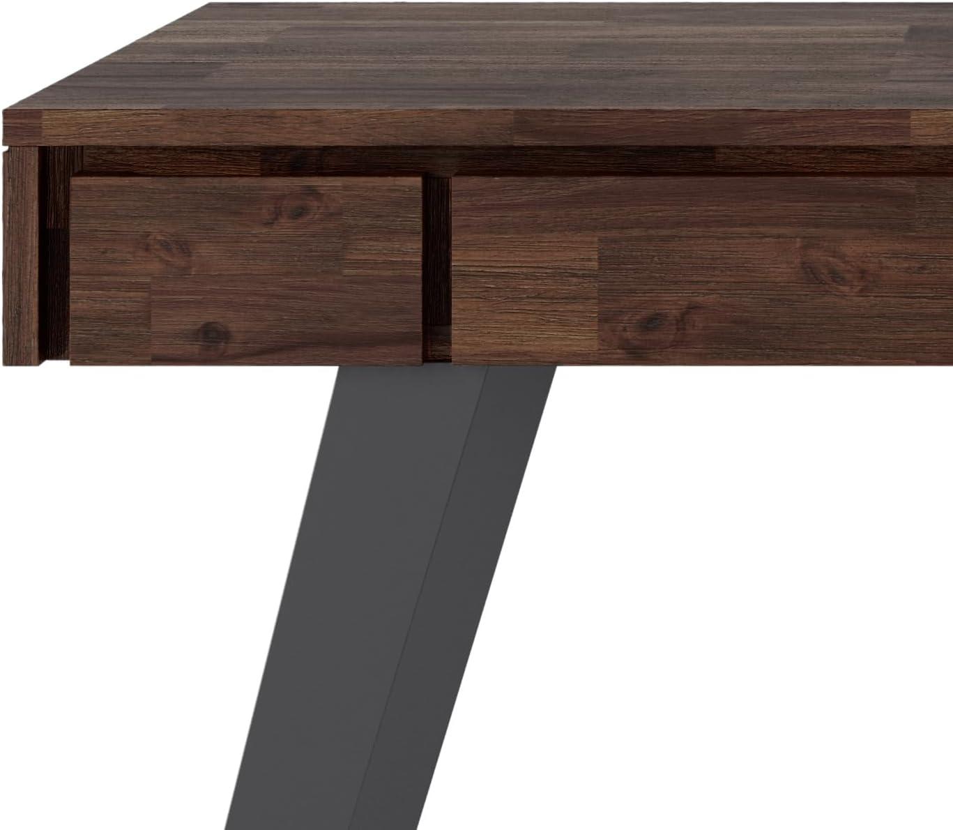 Simpli Home Lowry Solidwood 44 in. Desk in Distressed Charcoal Brown