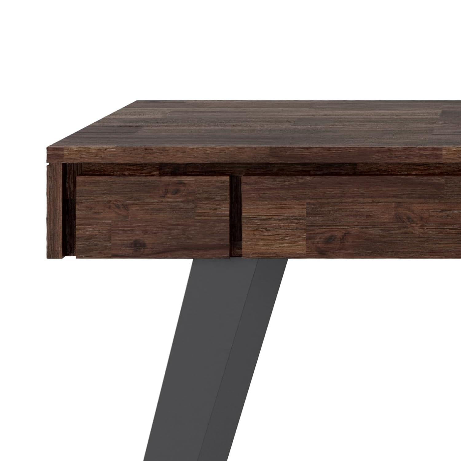 Simpli Home Lowry Solidwood 44 in. Desk in Distressed Charcoal Brown