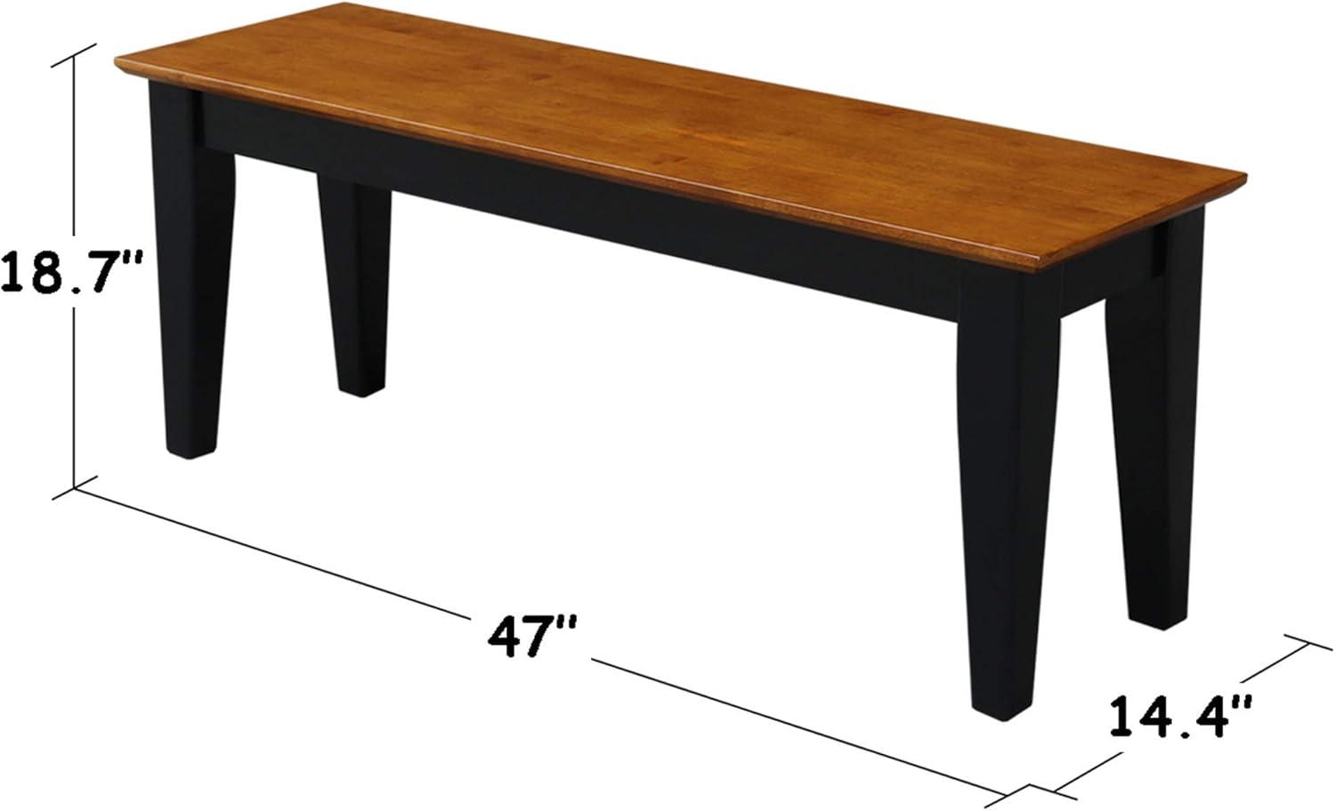 International Concepts Shaker Bench Black/Red : Hardwood Frame, Mid-Century Modern, Seats 3, 400lb Capacity