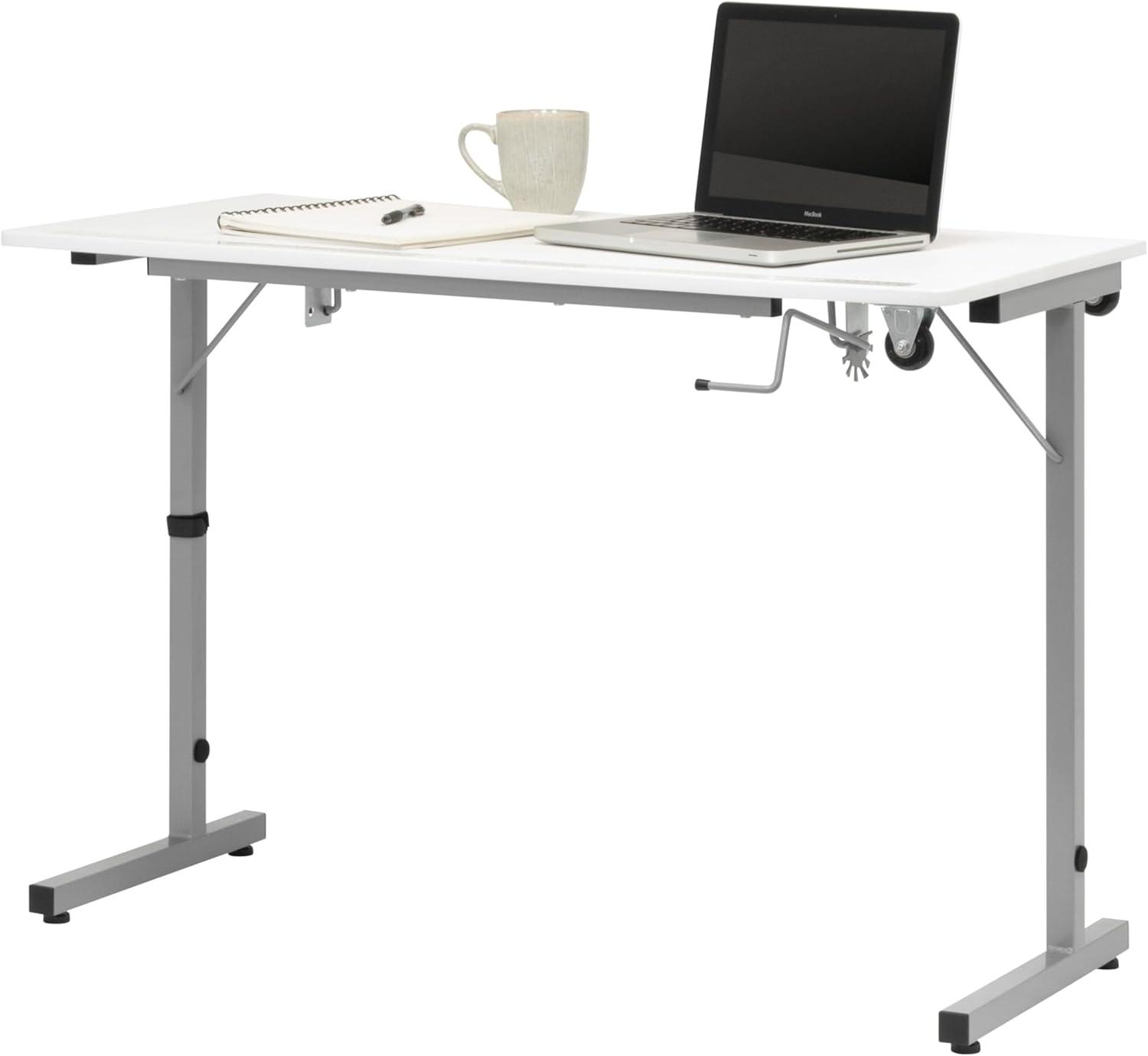 studio designs Rollaway Ii Sewing Table Silver/White: Laminate Top Craft Station, Steel Frame, Foldable Design