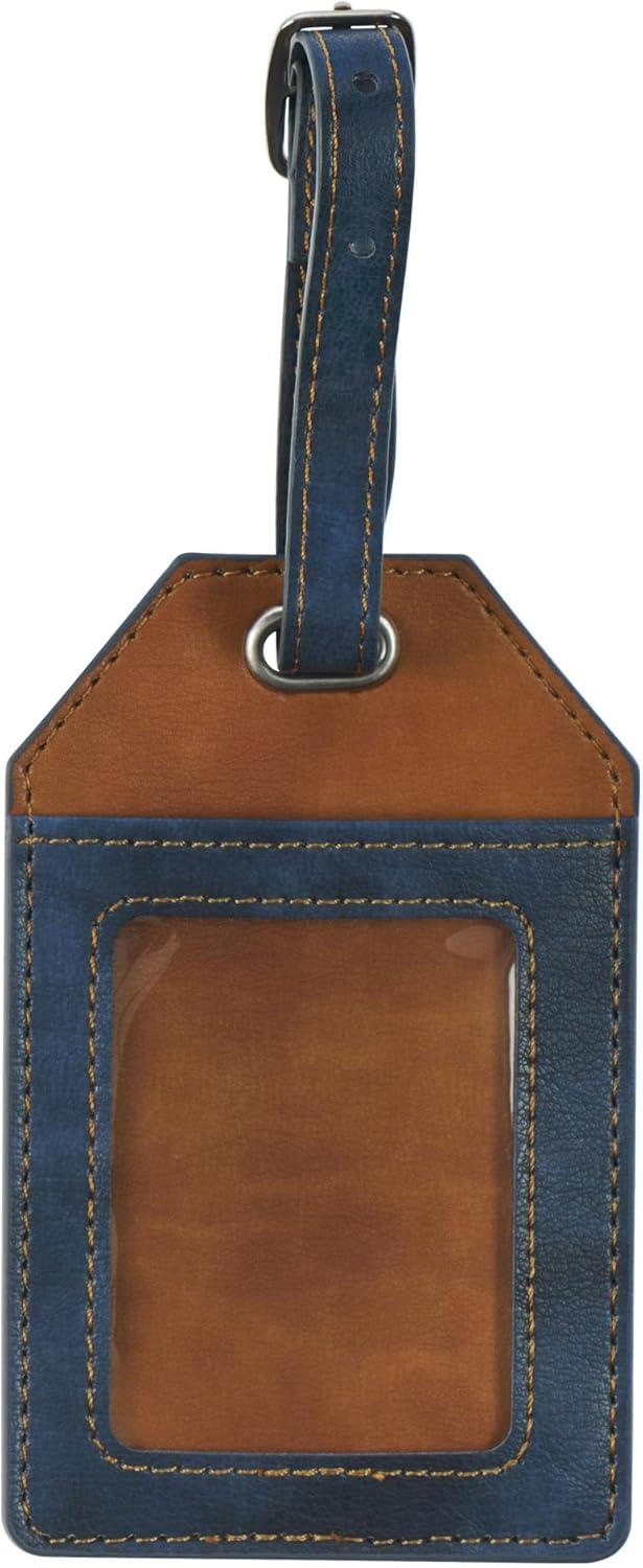 Christian Art Gifts Inspirational Vegan Leather Scripture Luggage Tag for Men & Women: Strong & Courageous - Baggage Accessory for Carry-On, Checked Bags, Backpacks, 4.8 X 3.1, Black/Brown (Other)