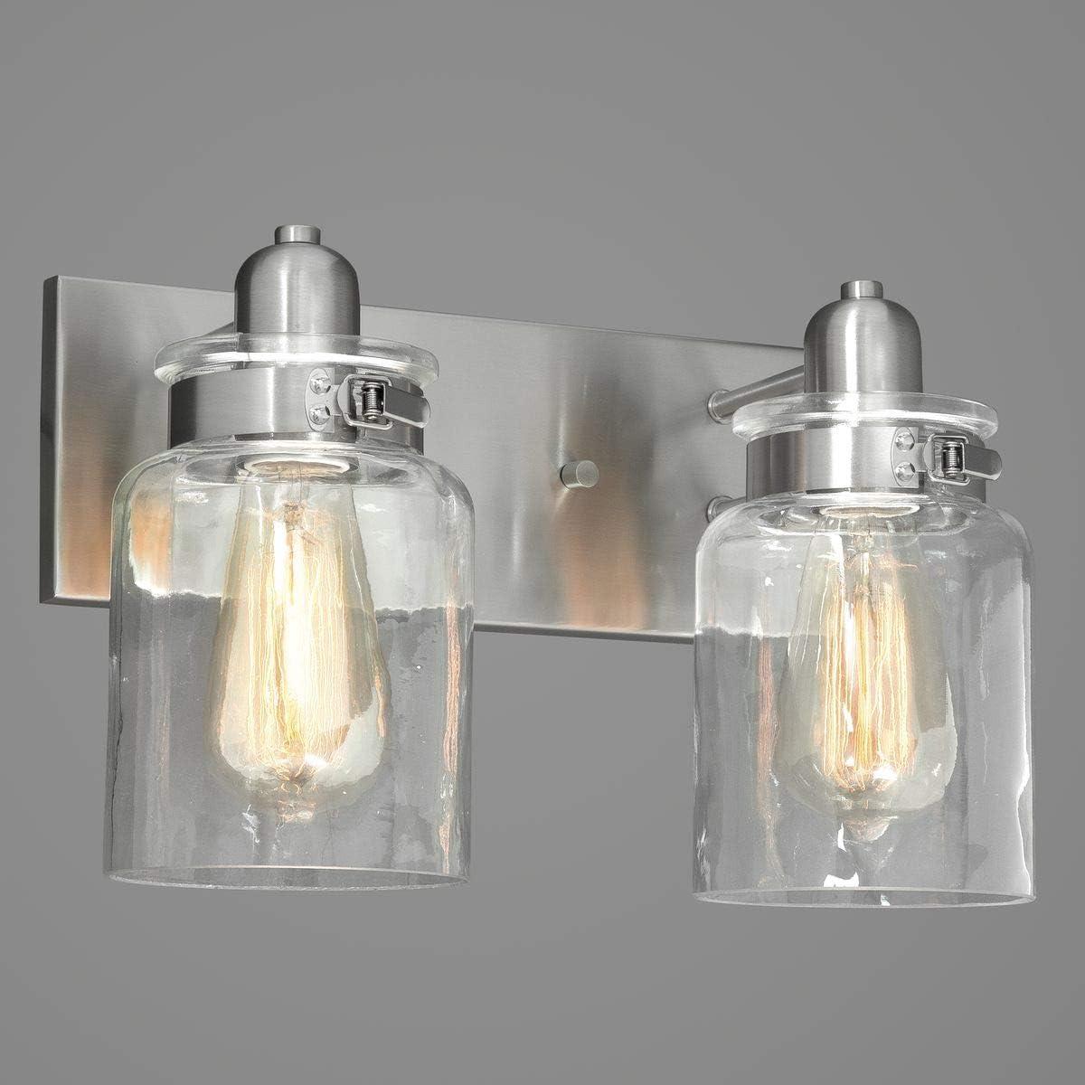 Brushed Nickel Apothecary Style Dimmable Bath Light