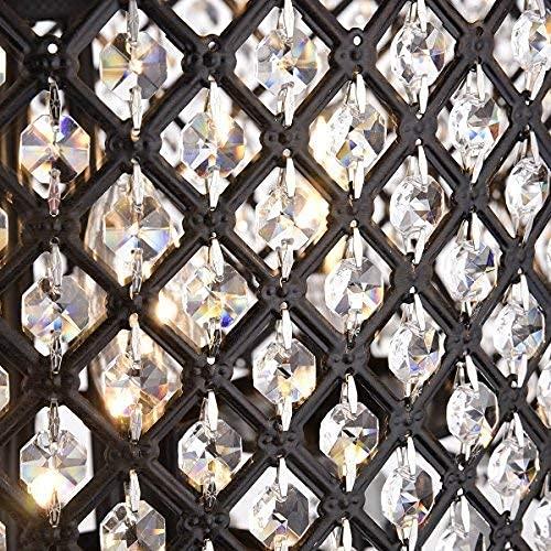 Antique Black Crystal Drum Shade 4-Light Chandelier