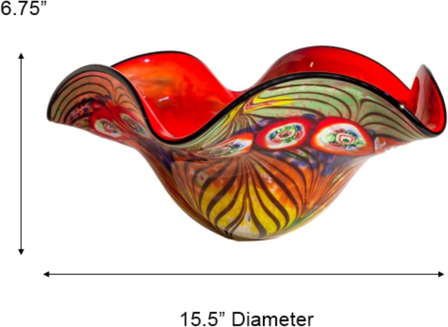 Albie 15.5" Multicolor Hand Blown Art Glass Decorative Bowl