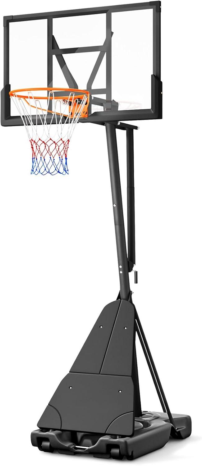 Arlopu 44 inch Basketball Hoop Outdoor, 4.9-10FT Height Adjustable Portable Basketball Hoop Goal System with Wheels & Large Base for Kids / Adults