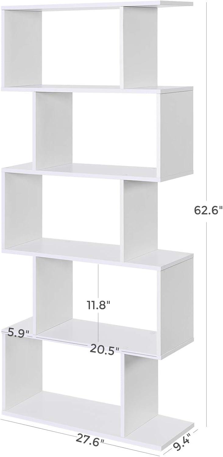 White 5-Tier Wooden Freestanding Bookshelf and Room Divider