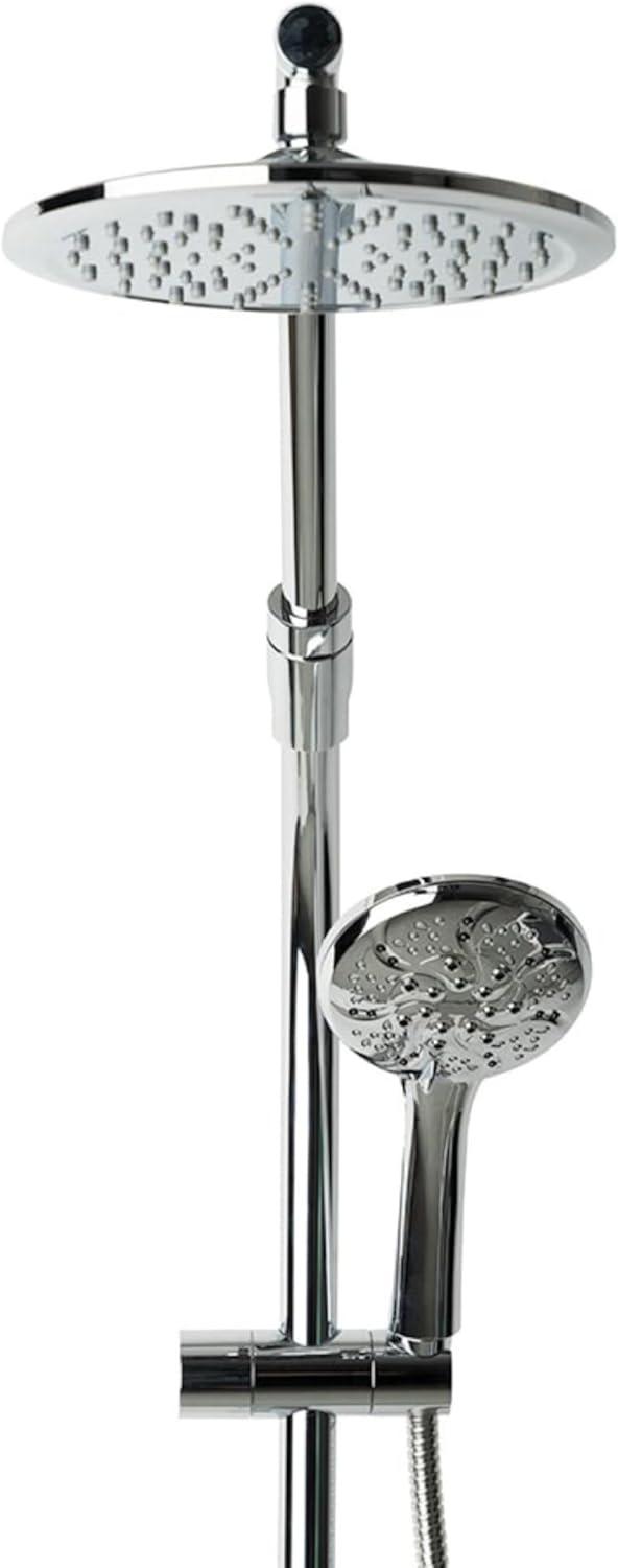 Chrome Dual Shower Head with Handheld Spray and Adjustable Height