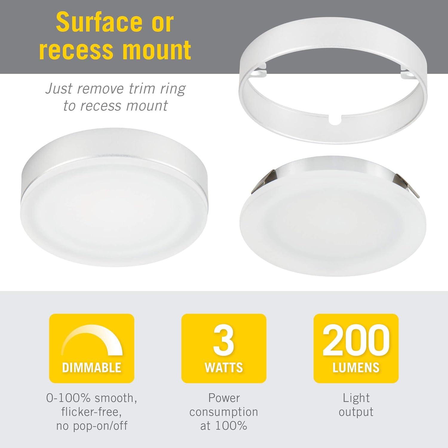 EdgeVue Under Cabinet LED Puck Light, 2700K Undercabinet Puck Light