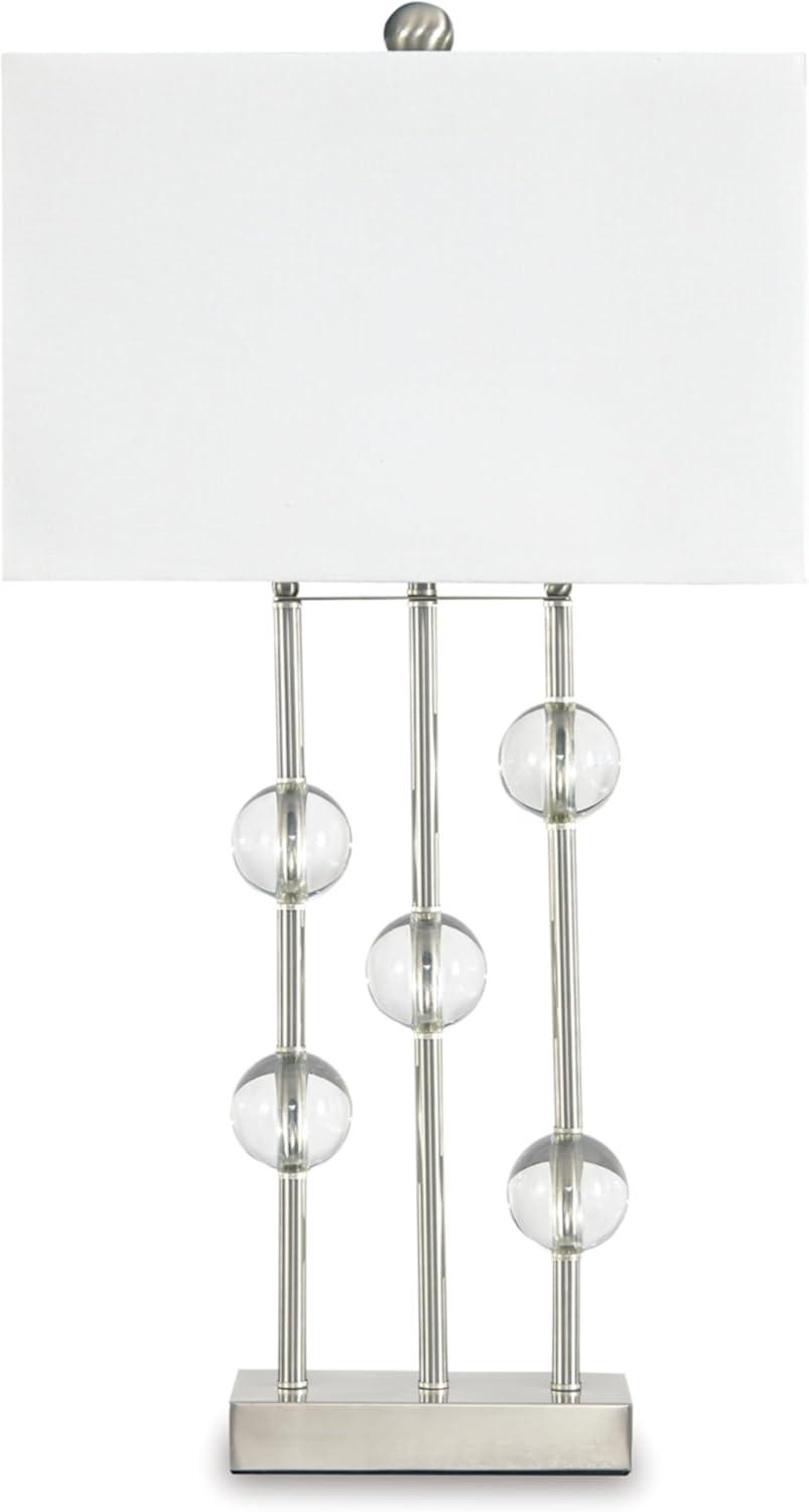 Jaala Metal Lamp Clear/Silver - Signature Design by Ashley: Crystal & Metal Base, 3-Way Switch, UL Listed
