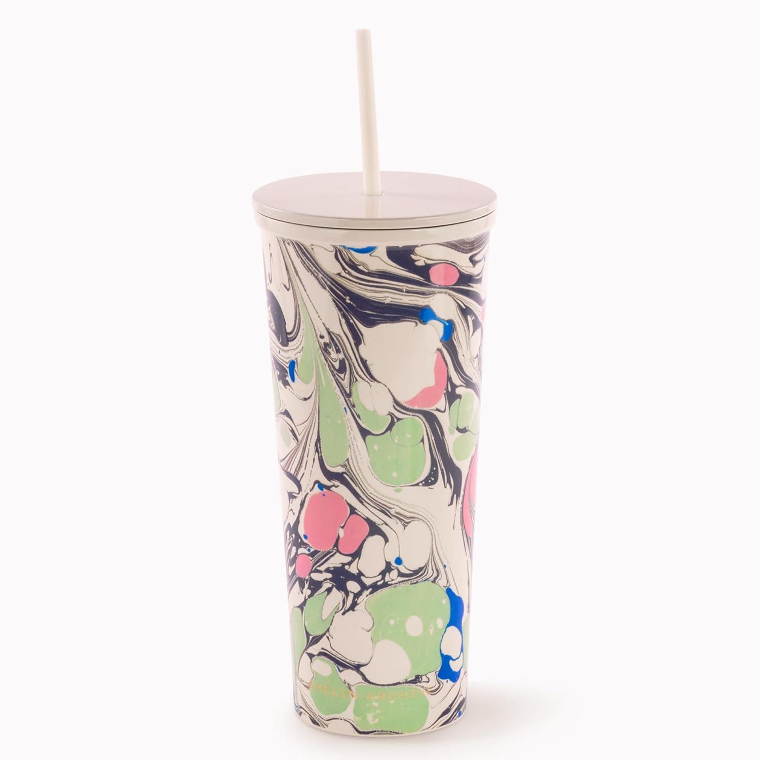 Kaleidoscope 24 oz Stainless Steel Travel Tumbler with Straw