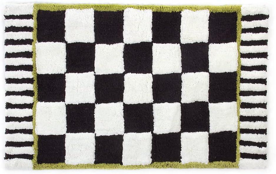 Courtly Check 21" x 34" Cotton Handmade Modern Bath Rug