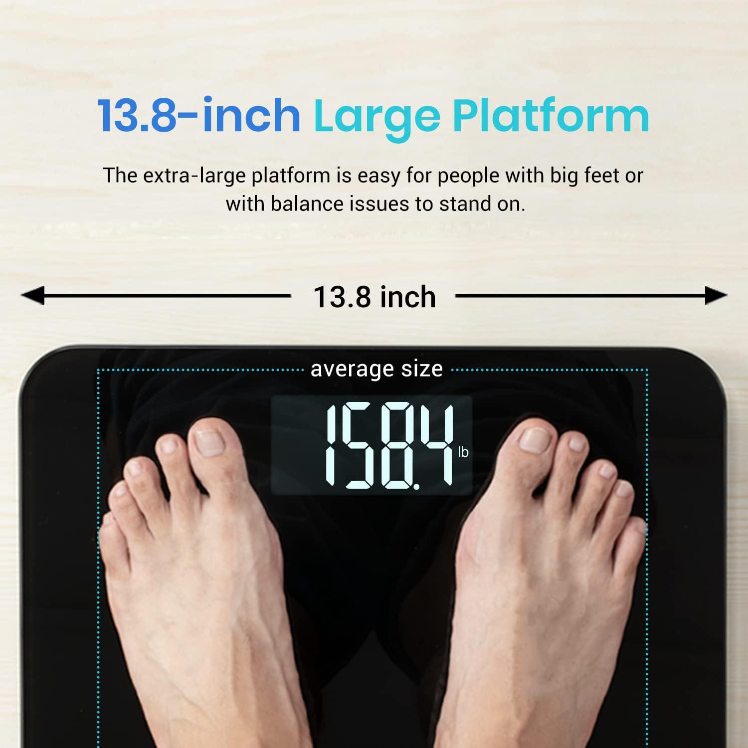 Black Digital Floor Scale with LCD Display and Battery Power