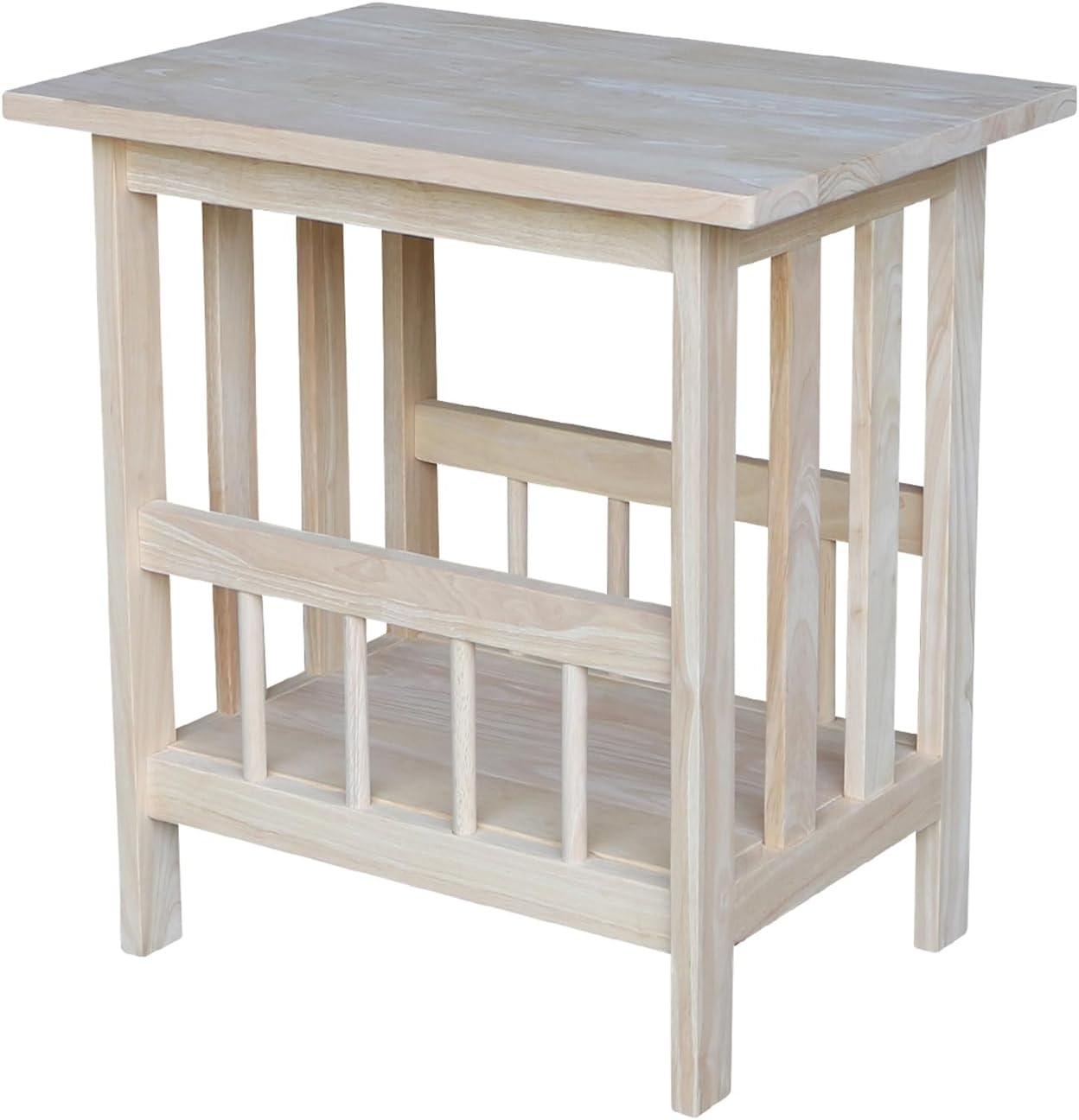 Mission Solid Parawood Magazine End Table - Unfinished Rectangular