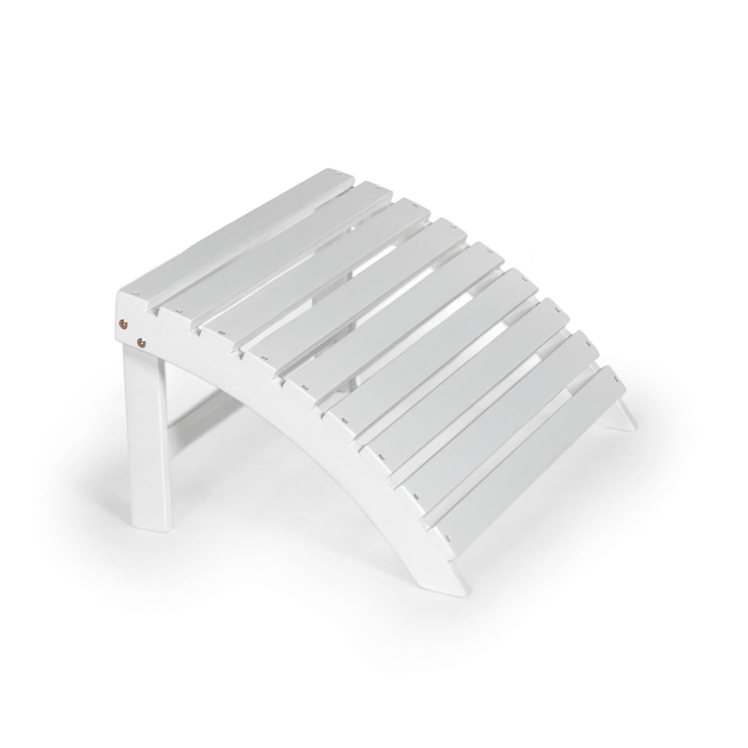 Saranac 2-Piece Traditional Rustic Acacia Wood Adirondack Chair with Detachable Ottoman, White - JONATHAN Y