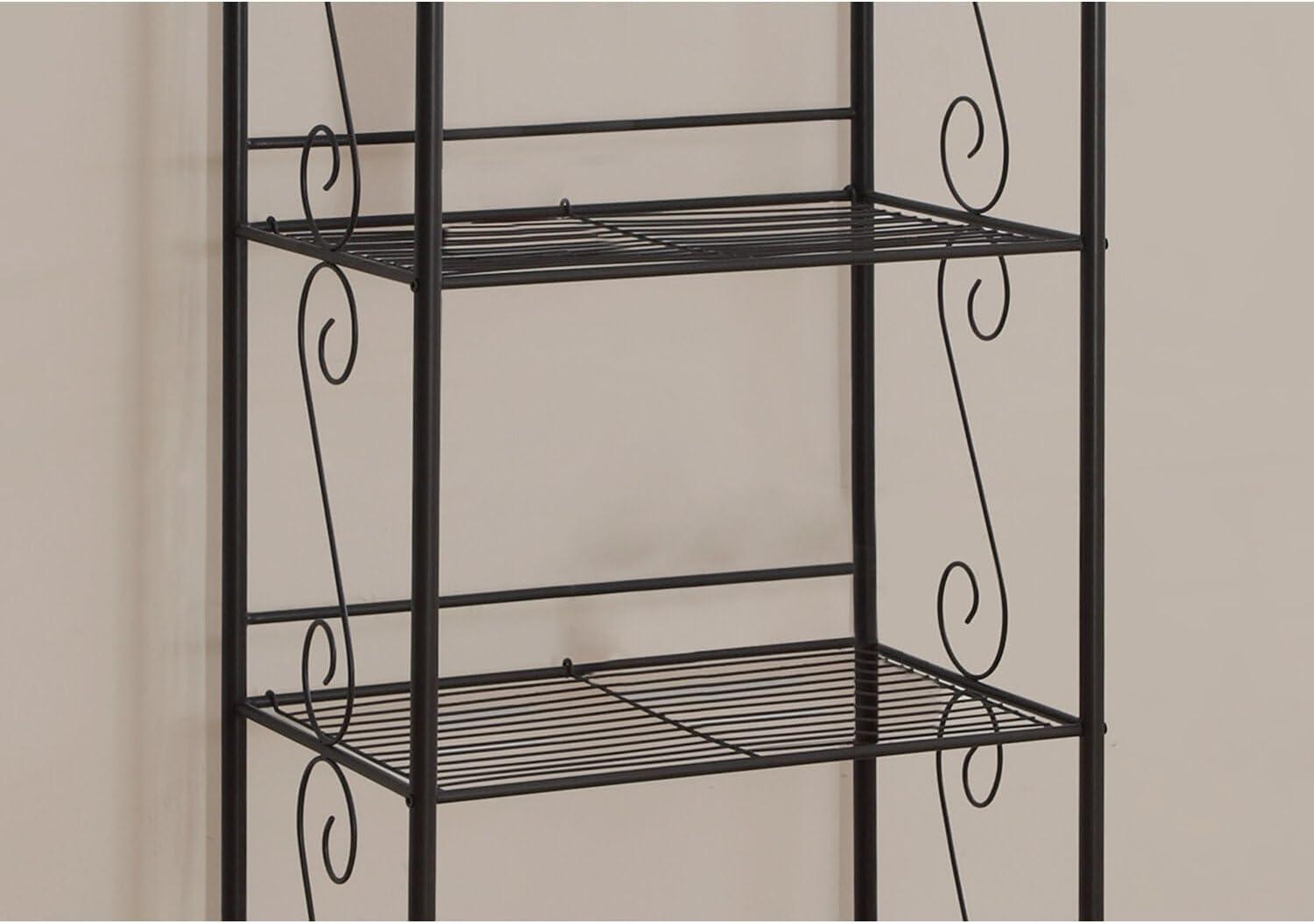 Elegant Copper Scroll 70" Metal Etagere with 4 Open Shelves