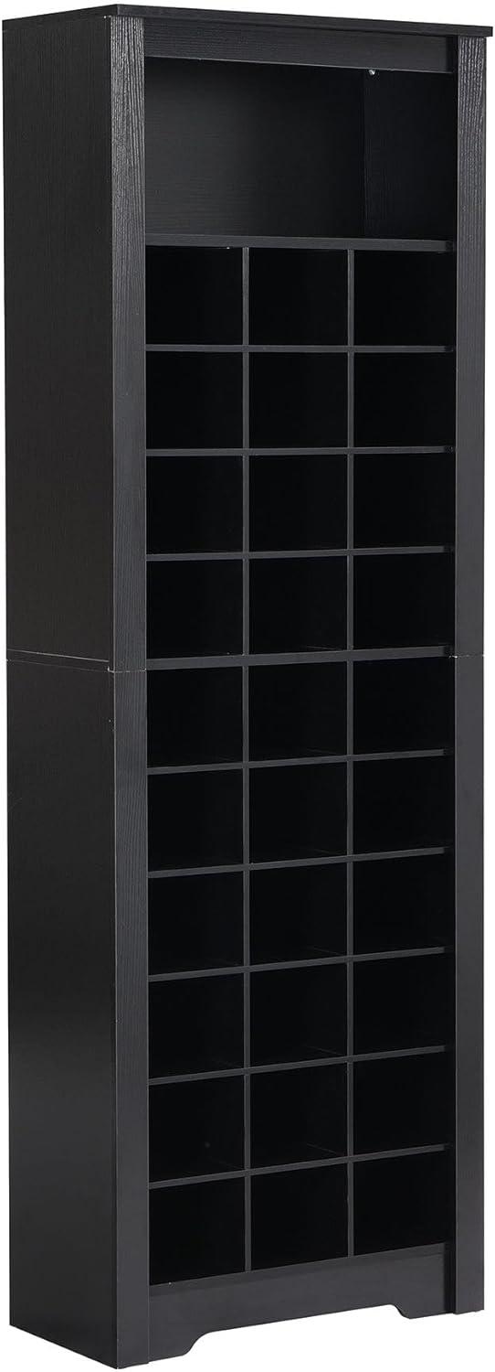 Tall Black Particle Board 30-Pair Shoe Cubby Cabinet