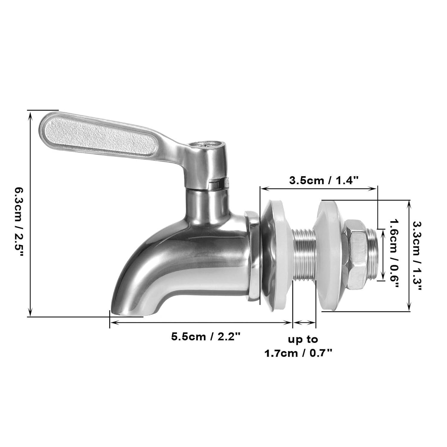 Polished Stainless Steel Beverage Dispenser Replacement Spigot Set