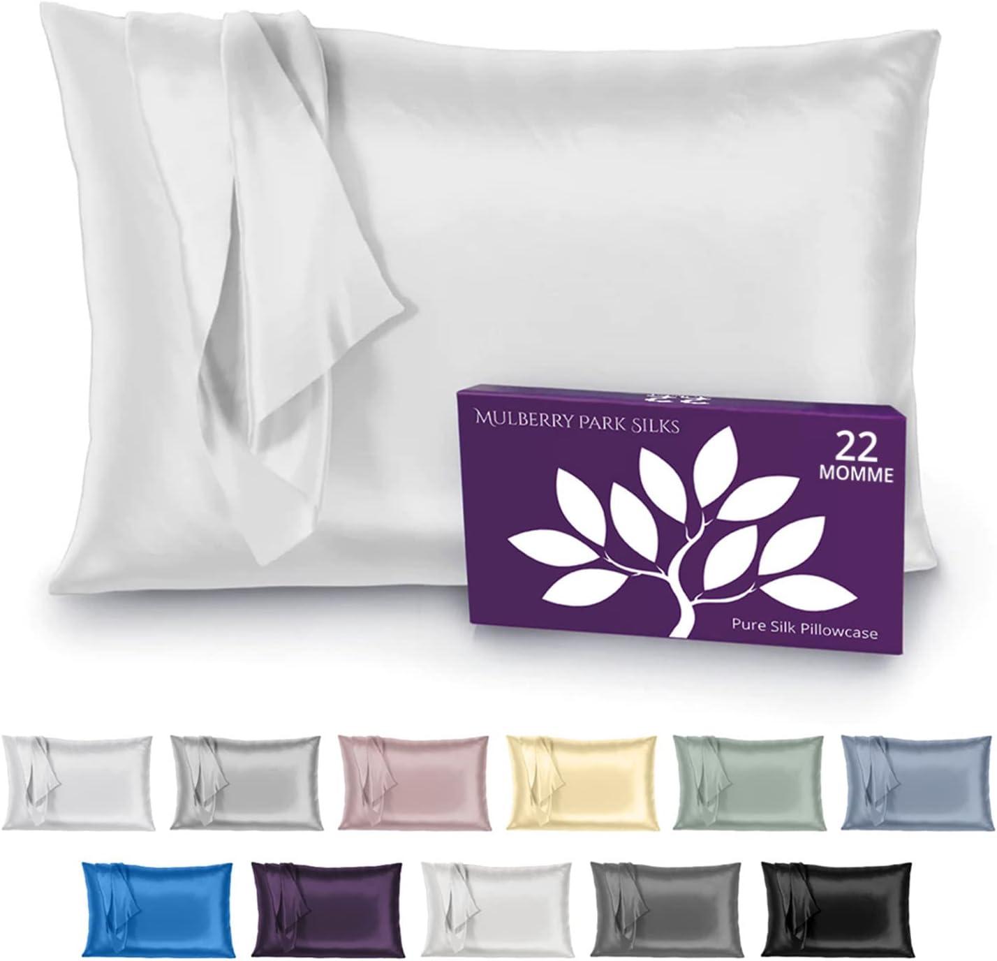 White 22 Momme Silk Standard Pillowcase with Envelope Closure