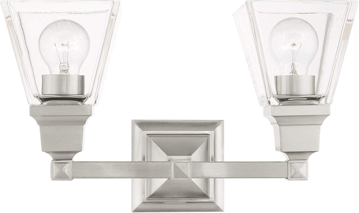 Brushed Nickel 2-Light Vanity with Clear Glass