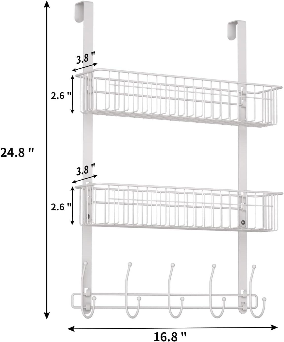 White Over Door Organizer with Hooks and Mesh Baskets