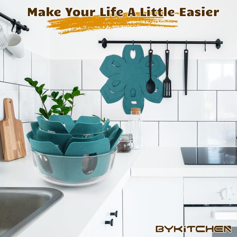 12Pcs Pot and Pan Protectors, Felt Pan Protector Pads, Cyan Pot Separators Protectors for Stacking and Protecting Your Cookware