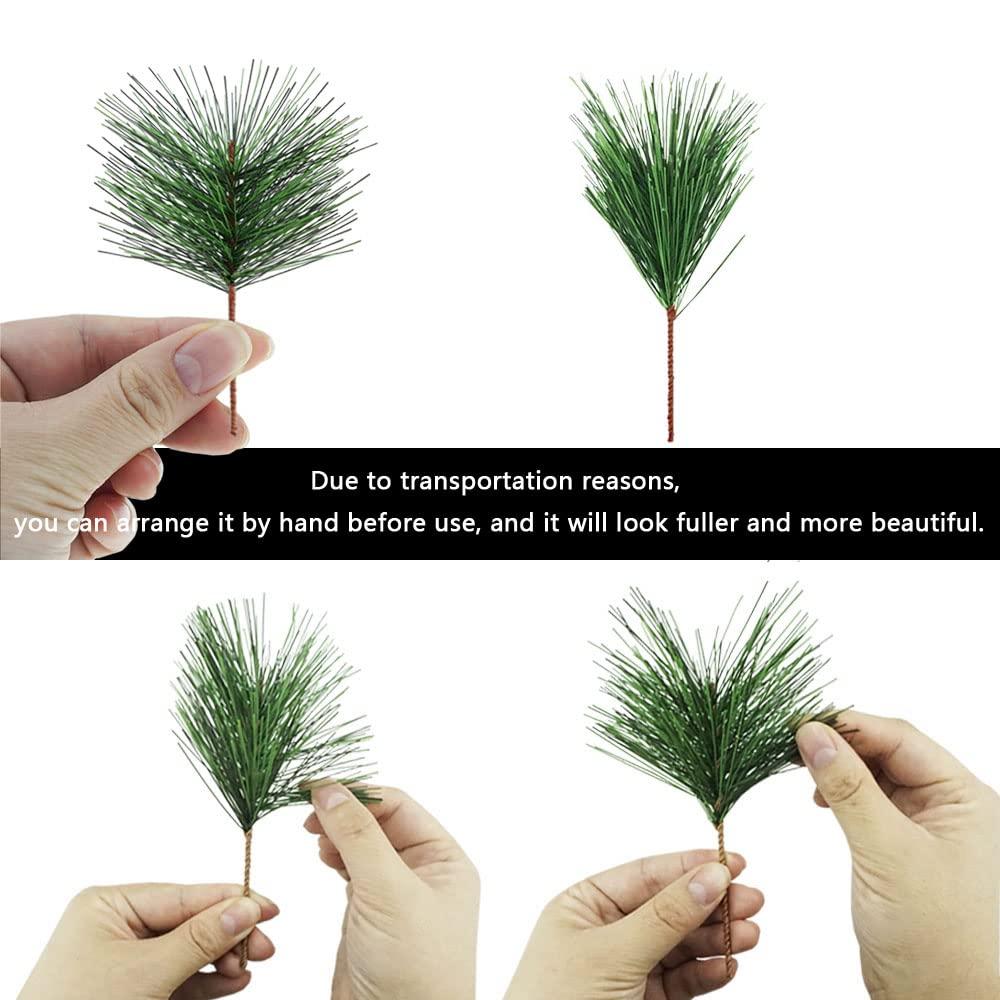 20 Pieces Artificial Pine Needles Branches Garland Small Pine Twigs Stems Picks Fake Greenery Pine Picks Green Plants Pine Needles for Christmas Garland Wreath Floral Arrangement Holiday Decoration