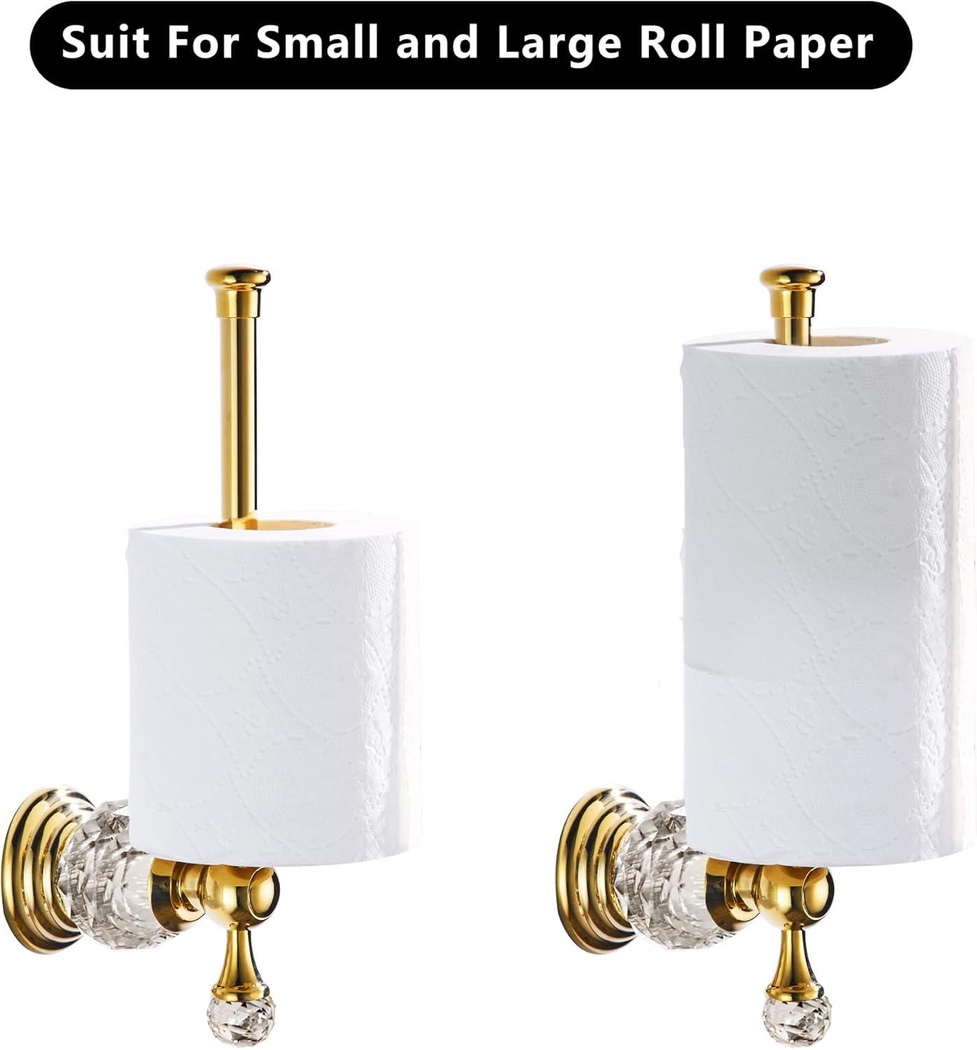 Polished Gold and Crystal Toilet Paper Holder