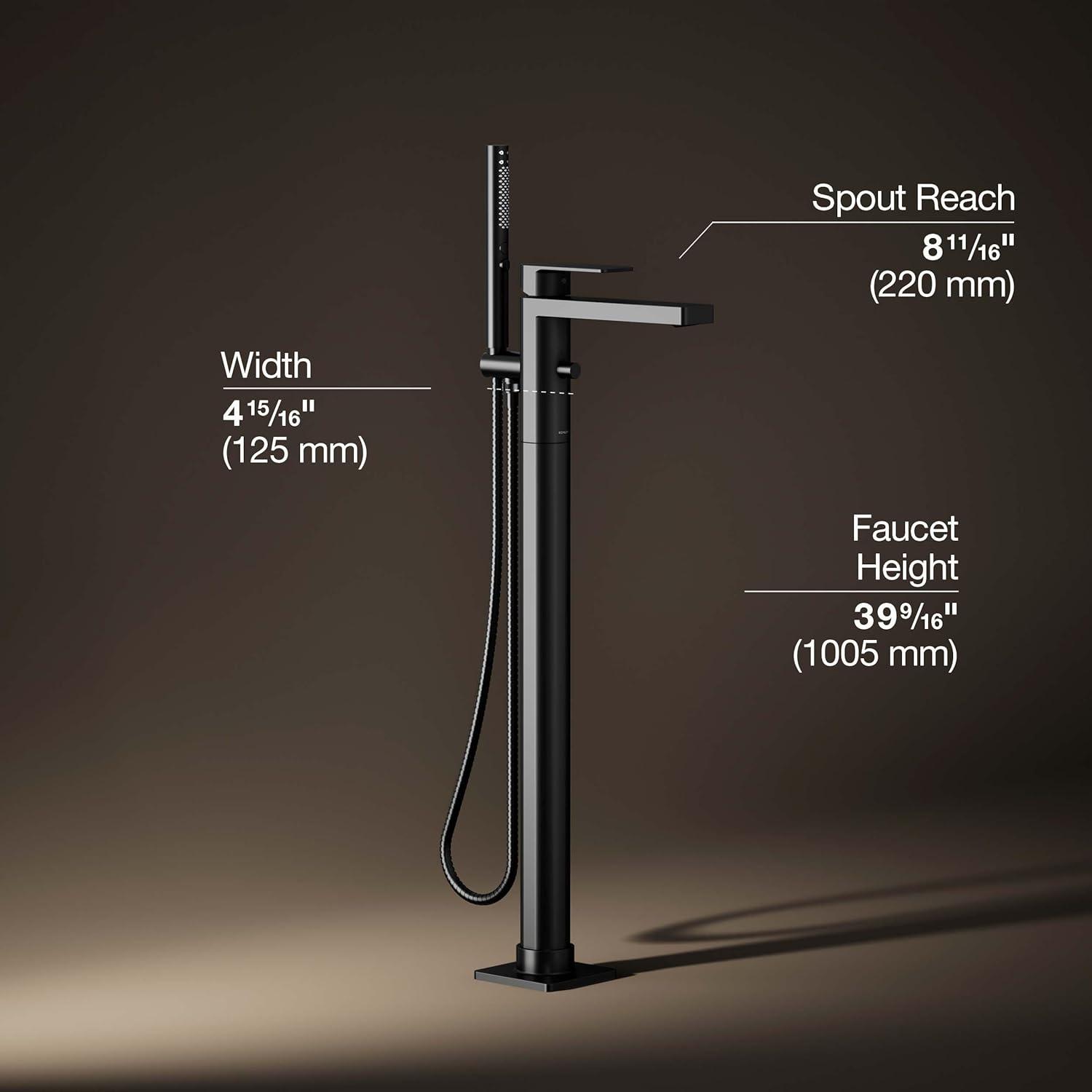 Parallel Floor-Mount Bath Filler Trim With Handshower