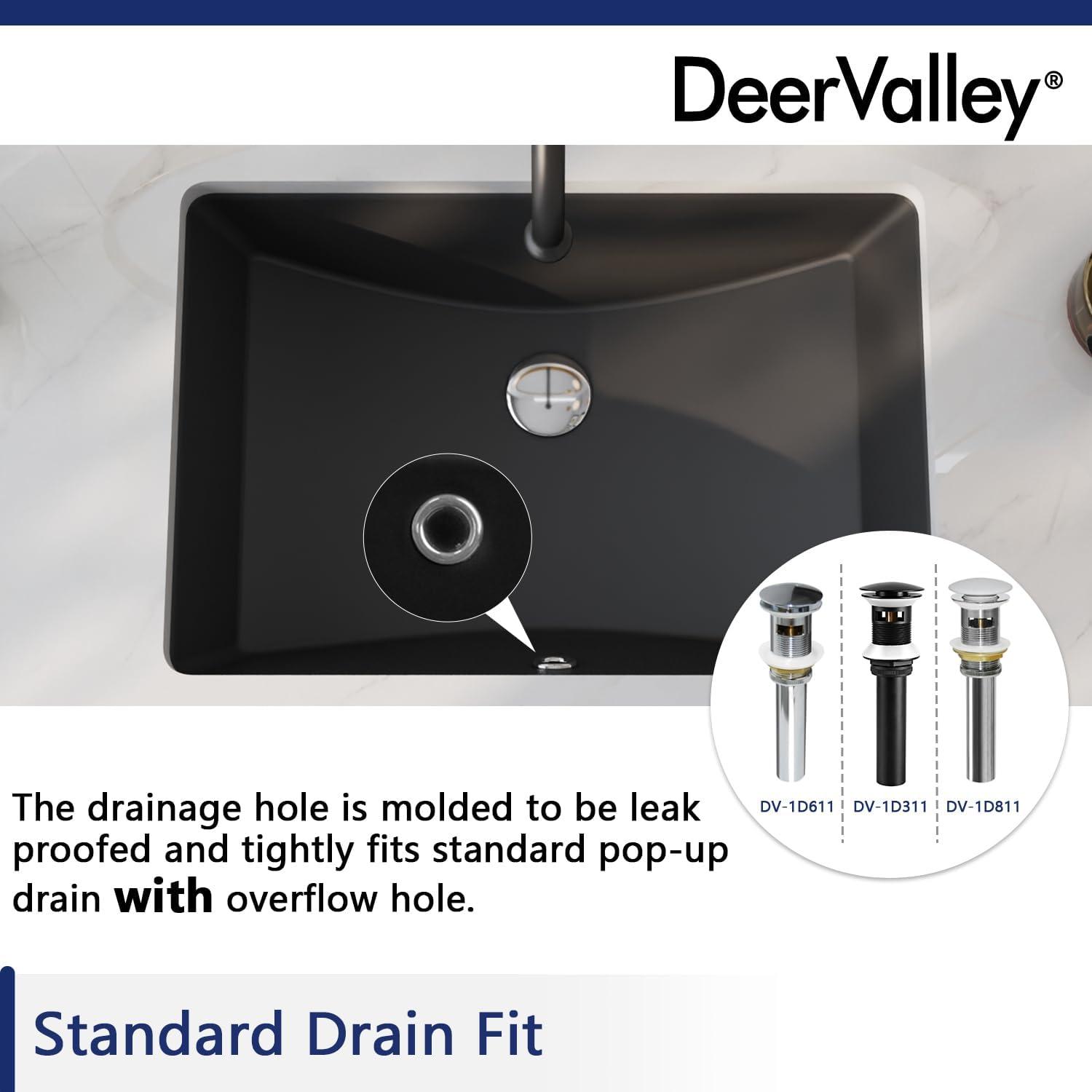 DeerValley Ally 21" x 15'' Undermount Bathroom Sink, Rectangular Bathroom Sink with Overflow