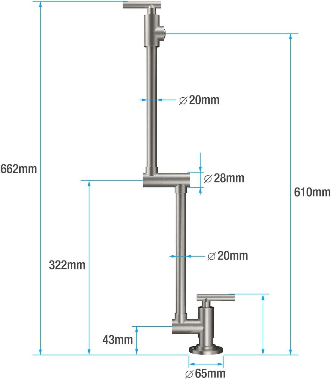 Wowow Wall Mount Pot Filler Faucet with Double Joint Swing Arms, Solid Brass Kitchen Faucets in Brushed Nickel