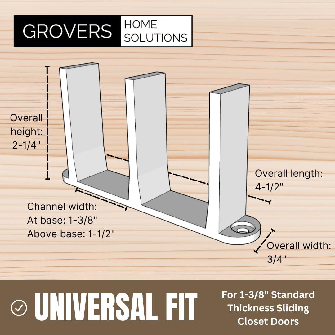 Sliding Closet Door Floor Guide Bracket | Universal Fit for 1-3/8" Width Doors (Black) | Grovers Home Solutions