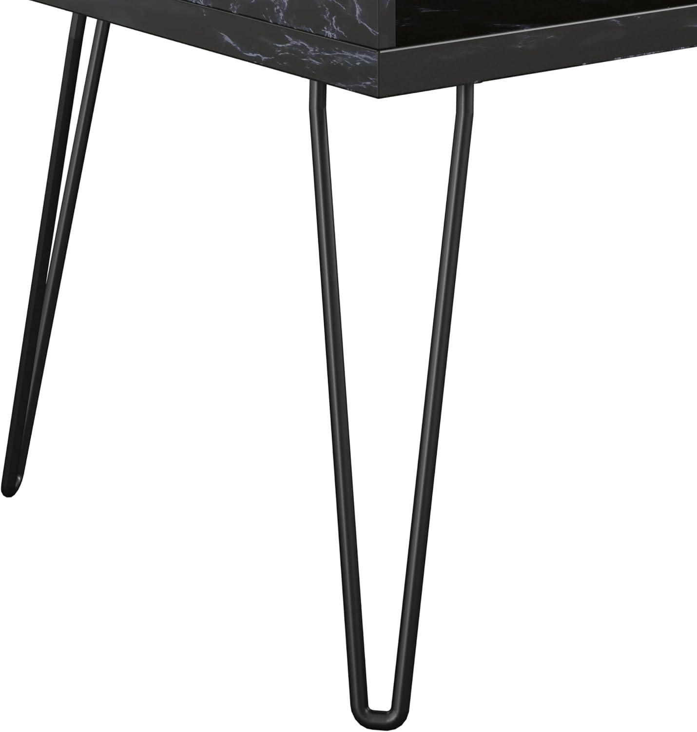 Athena 42'' Sleek Black Faux Marble TV Stand